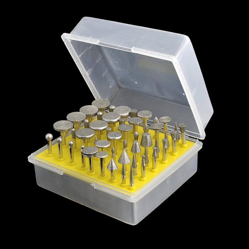 LUO KE Diamond Burr Set- Ceramics Tile Glass Lapidary Stone Carving Sets Diamond Burs for Rotary Tools includes Dremel 50pc - Image 2
